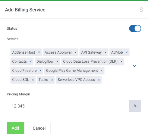 Percentage Billing Margins - Google Cloud Billing For WHMCS by ModulesGarden