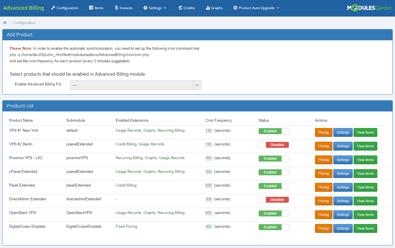 Advanced Billing For WHMCS: Module Screenshot 9