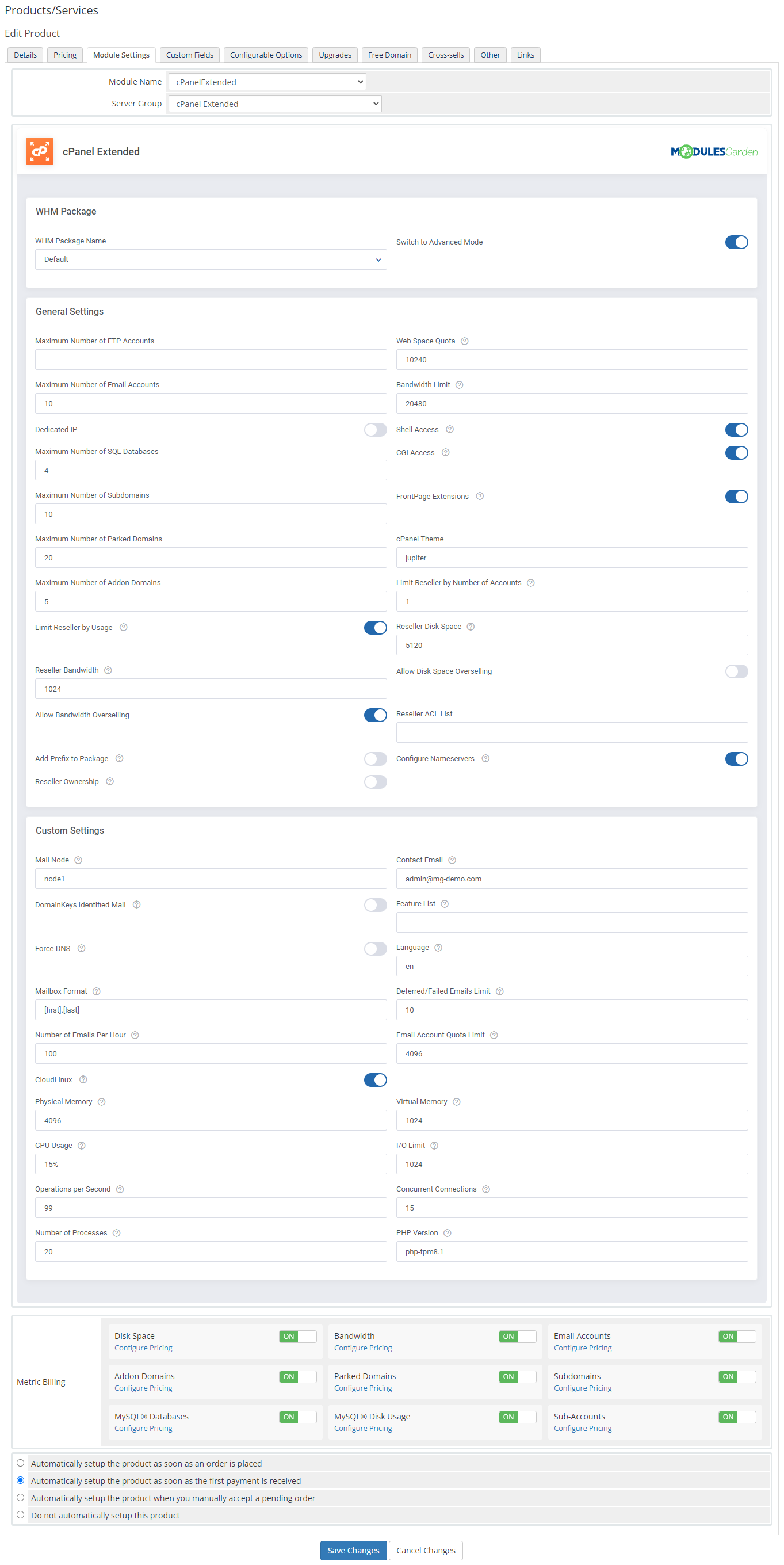 cPanel Extended For WHMCS: Module Screenshot 48