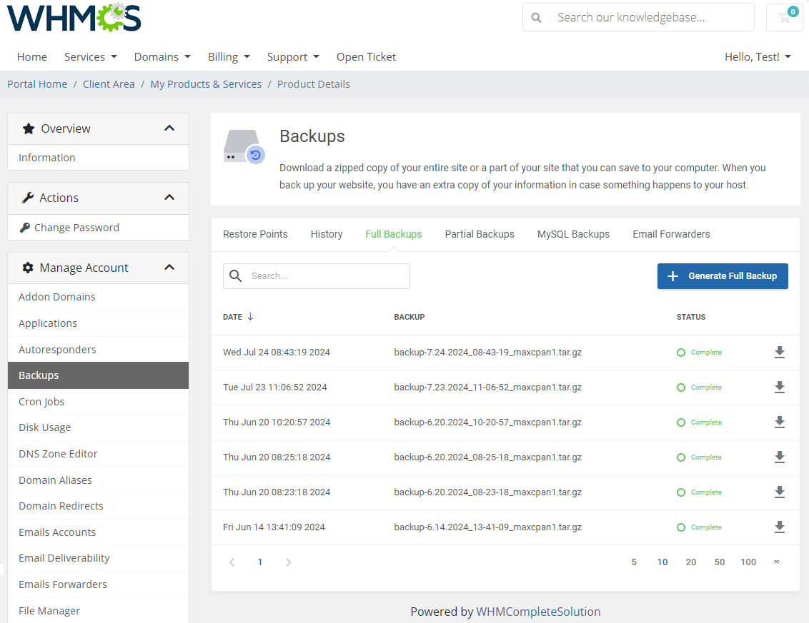 cPanel Extended For WHMCS: Module Screenshot 6