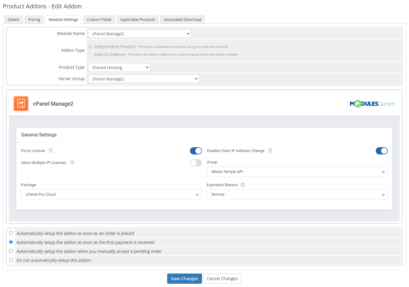 cPanel Manage2 For WHMCS: Module Screenshot 13