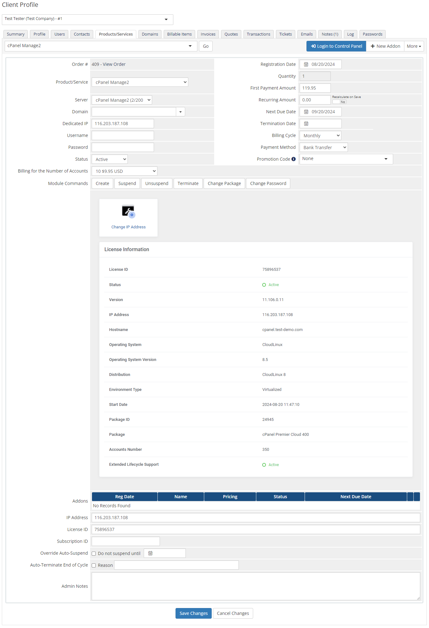 cPanel Manage2 For WHMCS: Module Screenshot 4