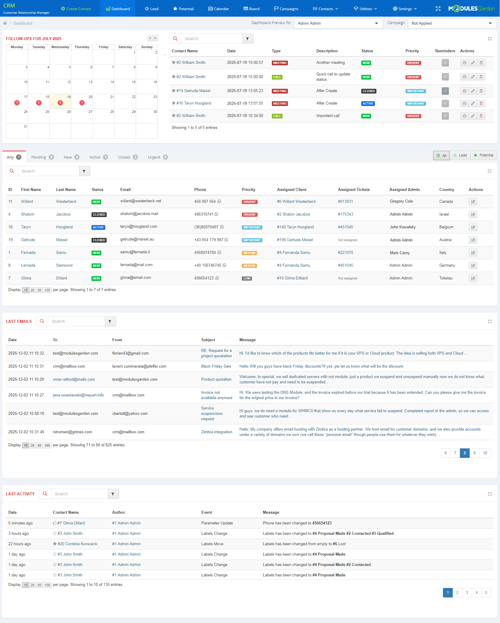 CRM For WHMCS: Module Screenshot 1