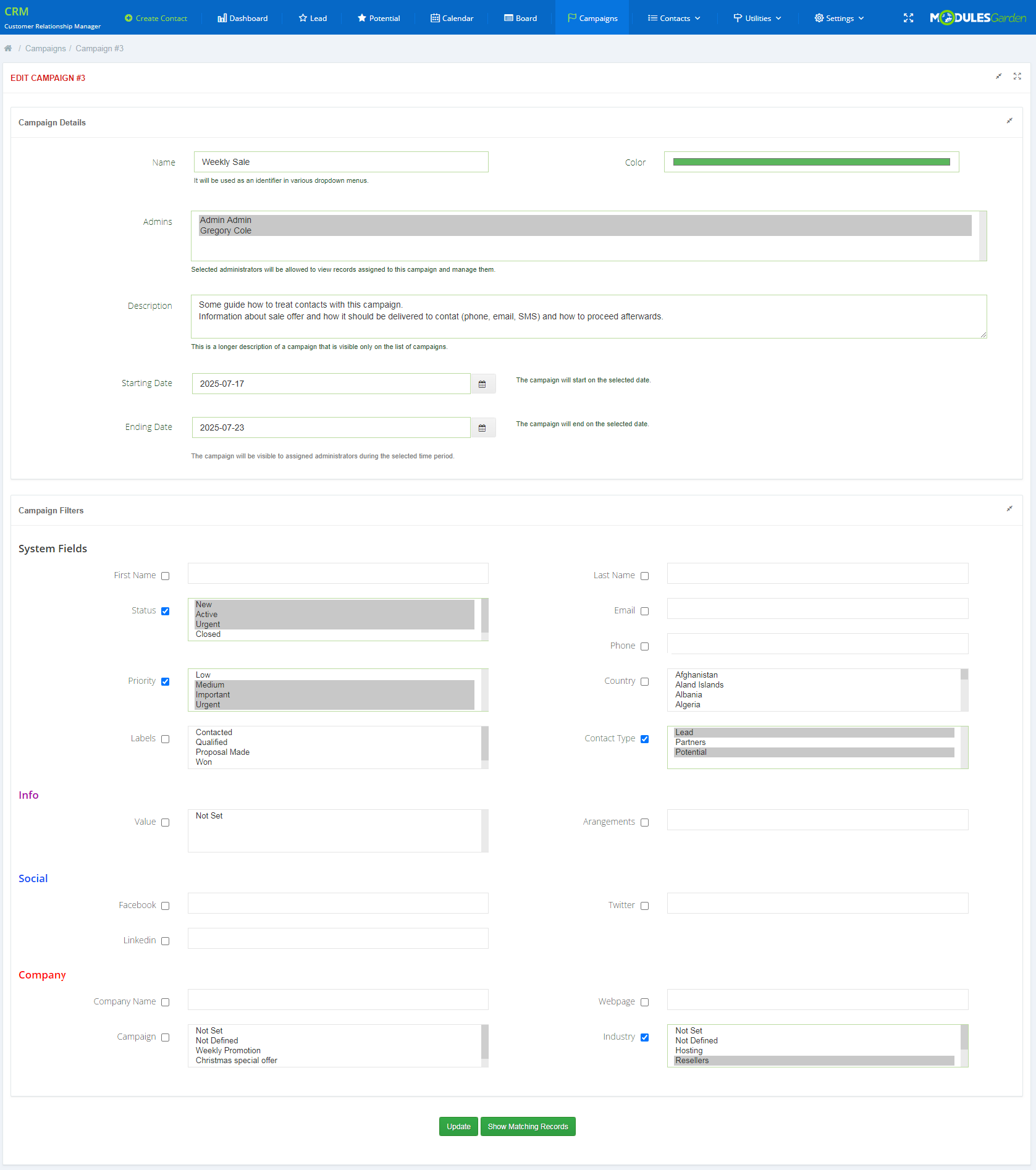 CRM For WHMCS: Module Screenshot 10