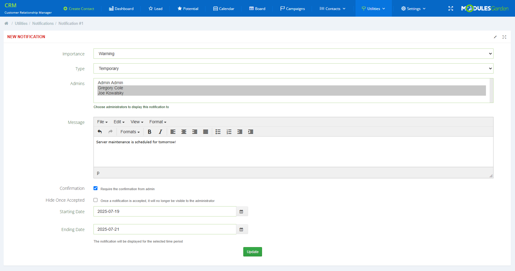 CRM For WHMCS: Module Screenshot 12