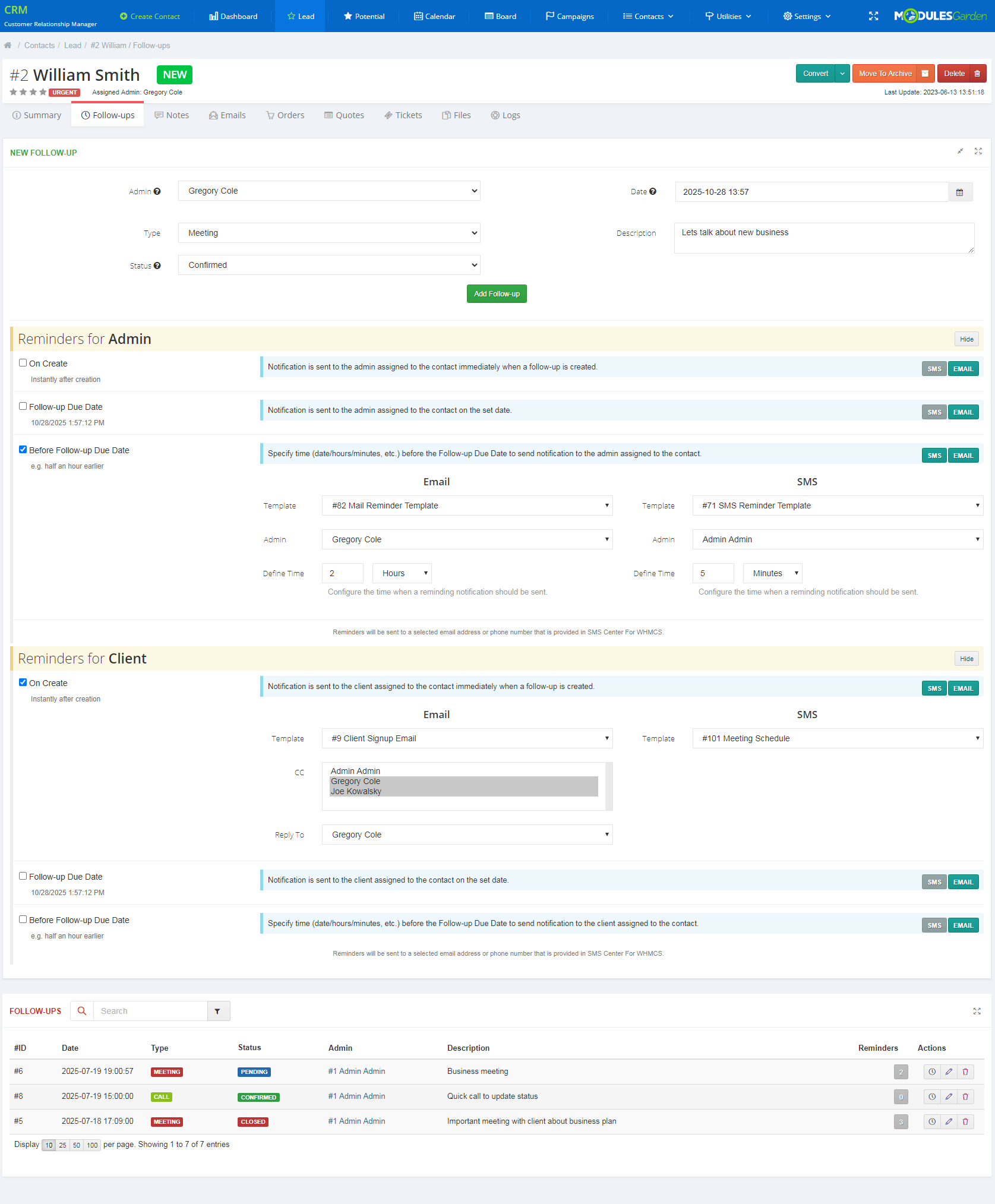 CRM For WHMCS: Module Screenshot 4