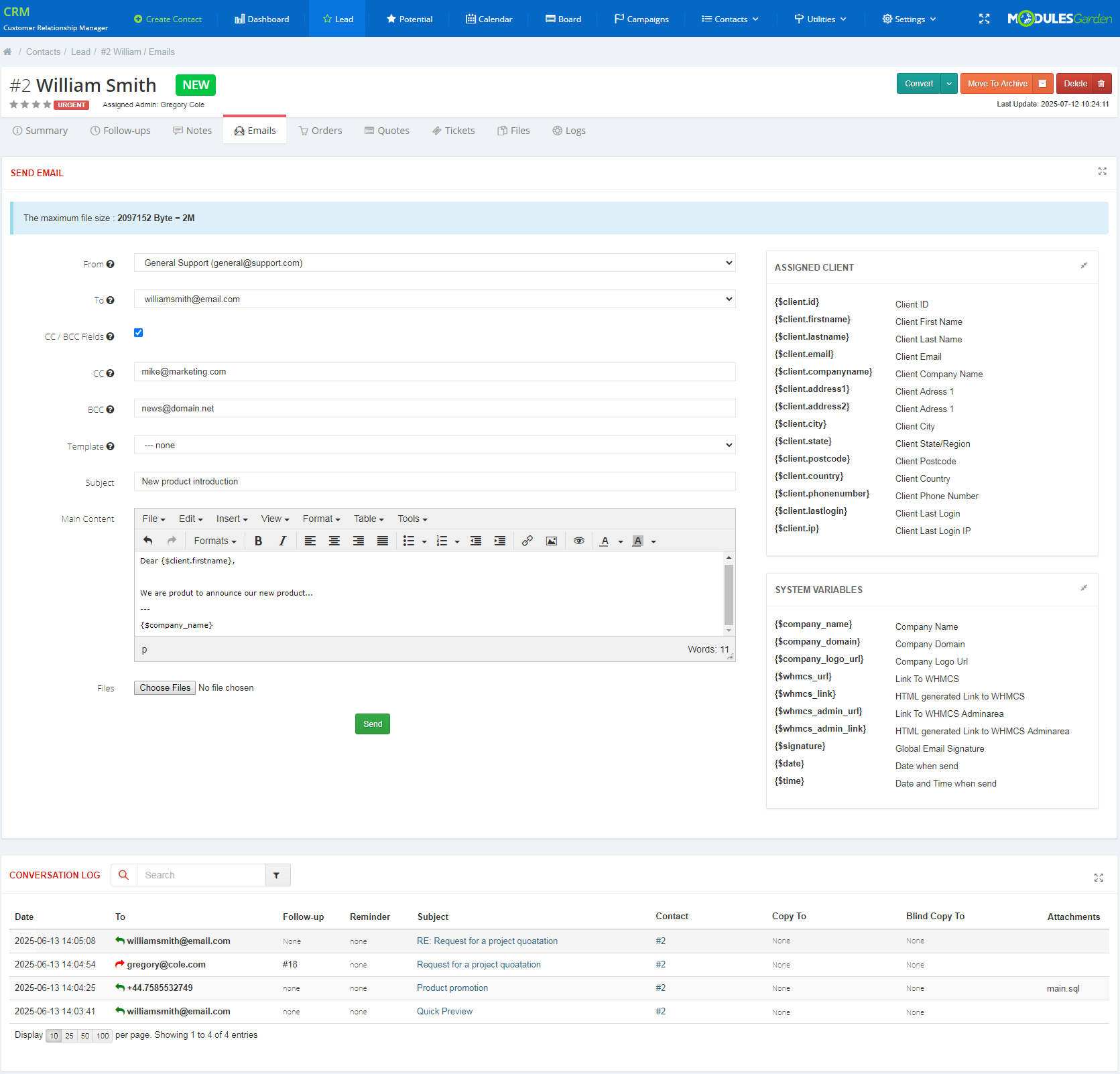 CRM For WHMCS: Module Screenshot 5