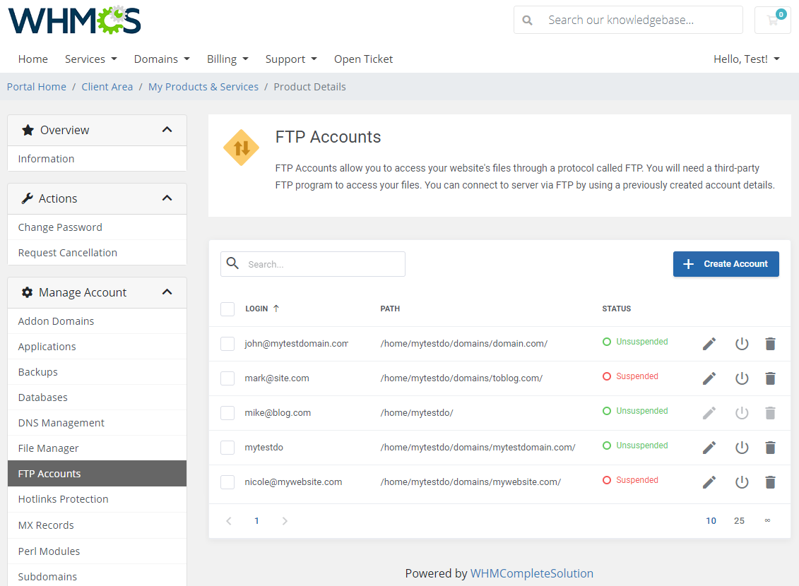 DirectAdmin Extended For WHMCS: Module Screenshot 13