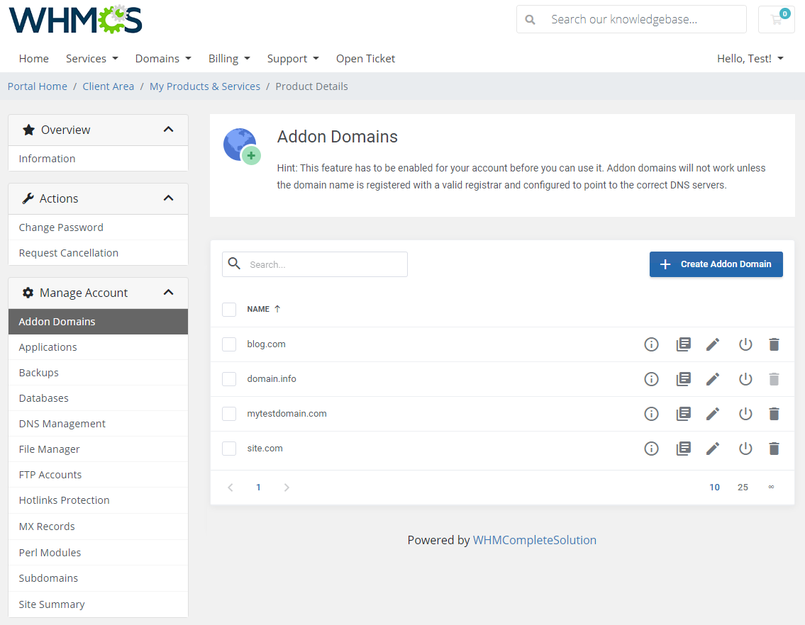 DirectAdmin Extended For WHMCS: Module Screenshot 2