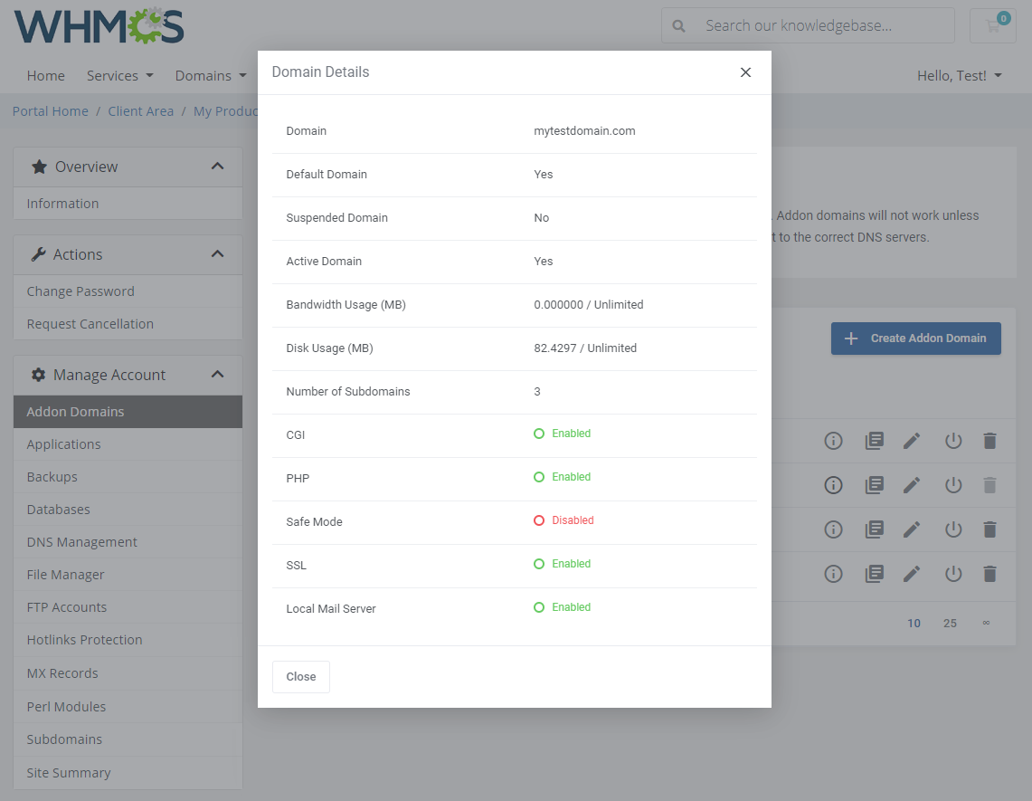 DirectAdmin Extended For WHMCS: Module Screenshot 3