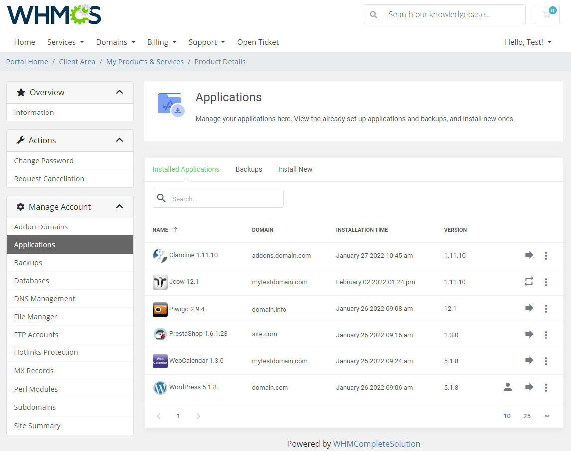 DirectAdmin Extended For WHMCS: Module Screenshot 4