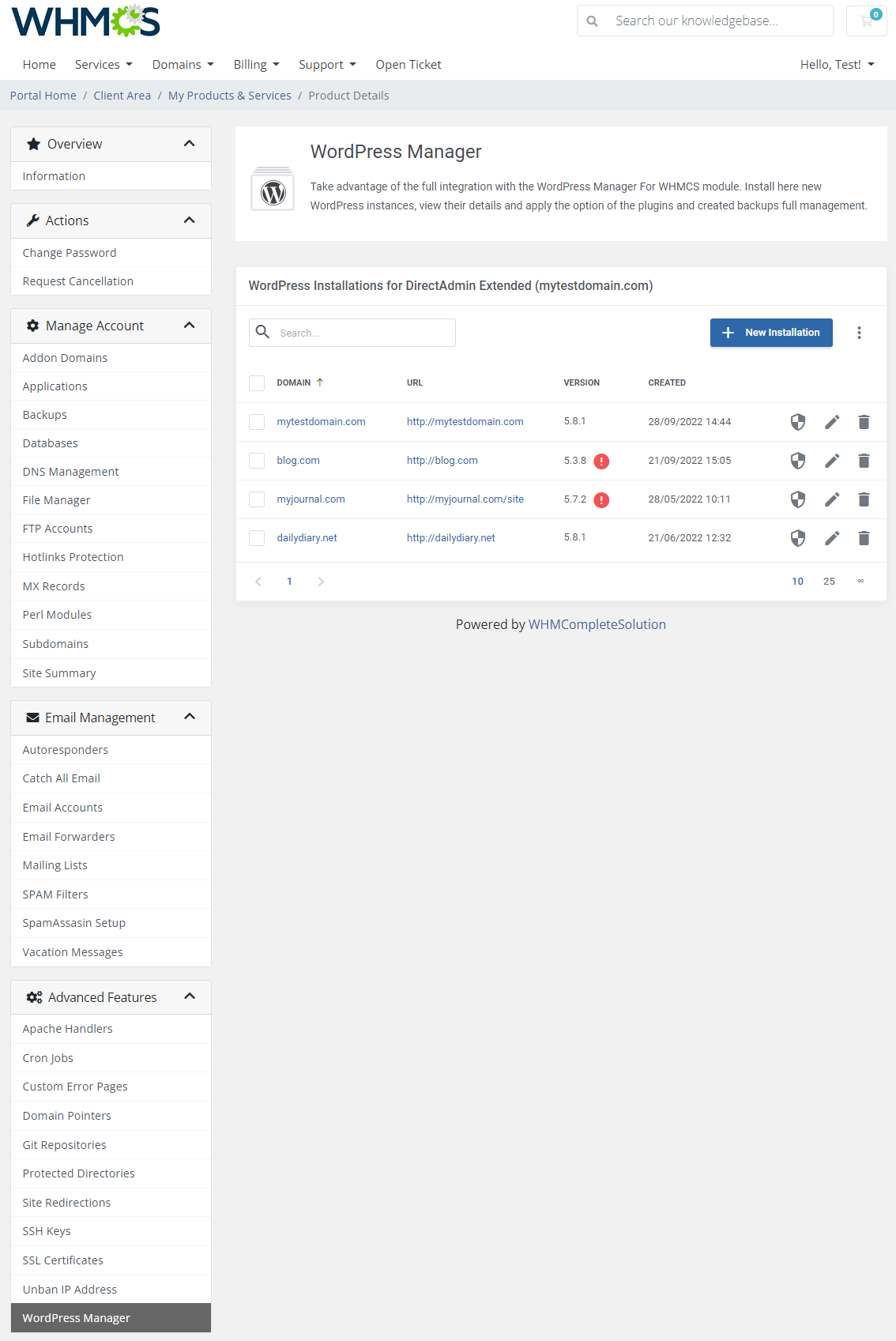 DirectAdmin Extended For WHMCS: Module Screenshot 40