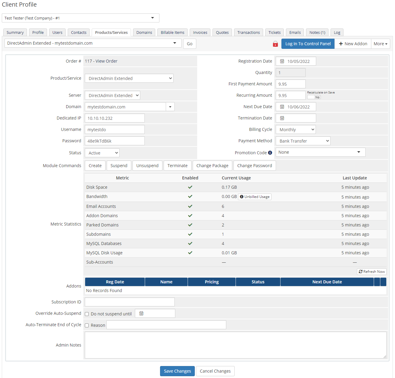 DirectAdmin Extended For WHMCS: Module Screenshot 46