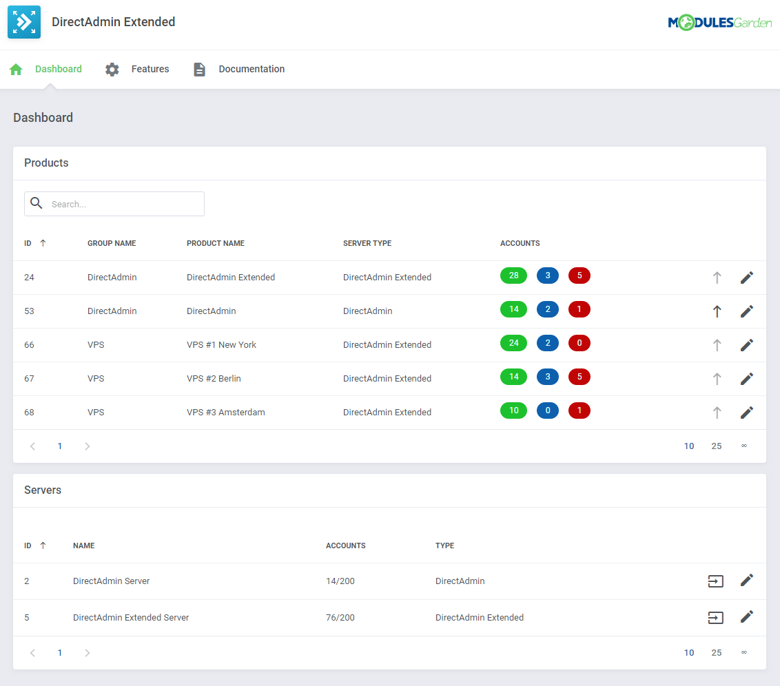 DirectAdmin Extended For WHMCS: Module Screenshot 47