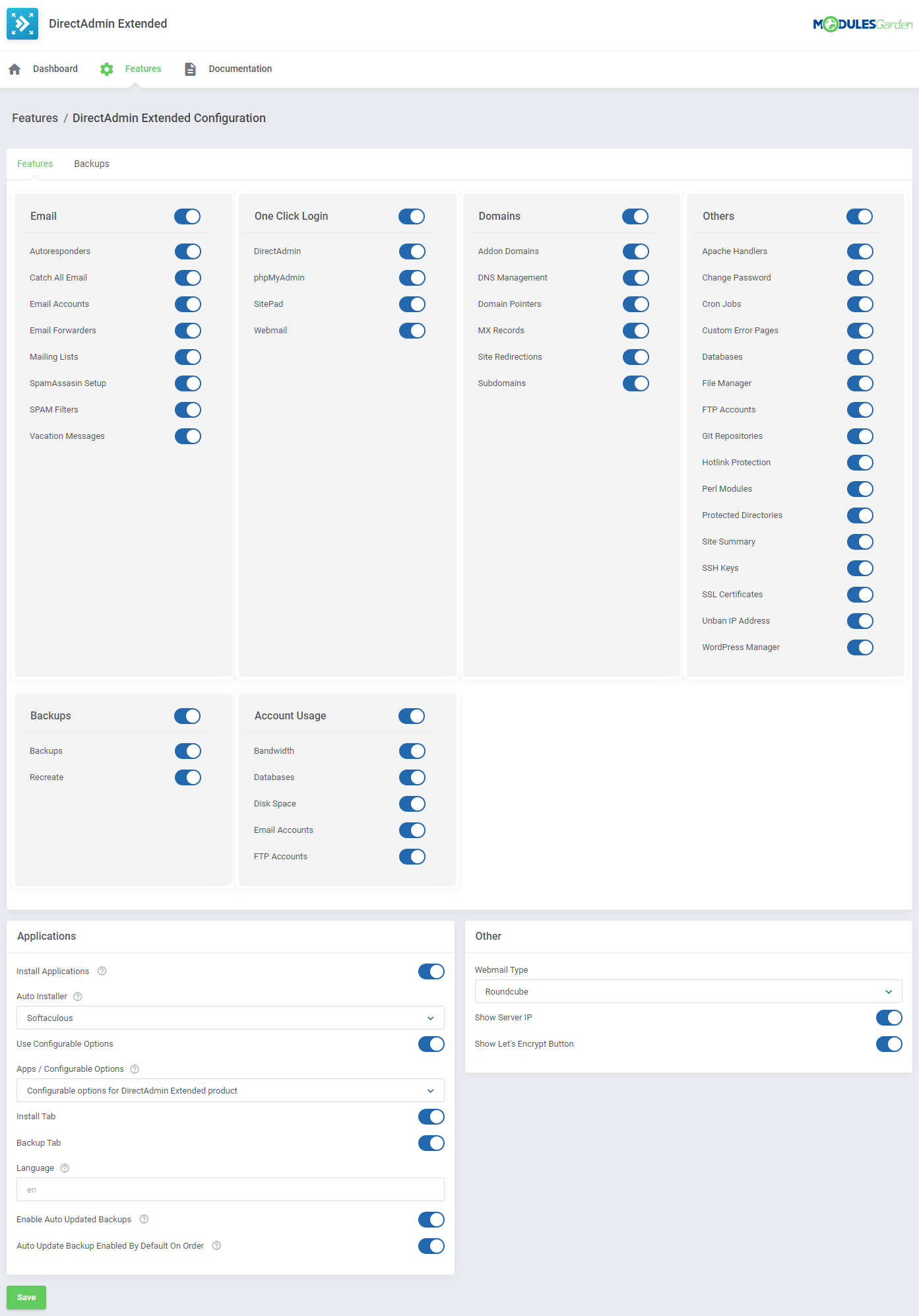 DirectAdmin Extended For WHMCS: Module Screenshot 49