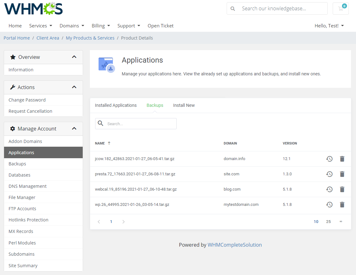 DirectAdmin Extended For WHMCS: Module Screenshot 5