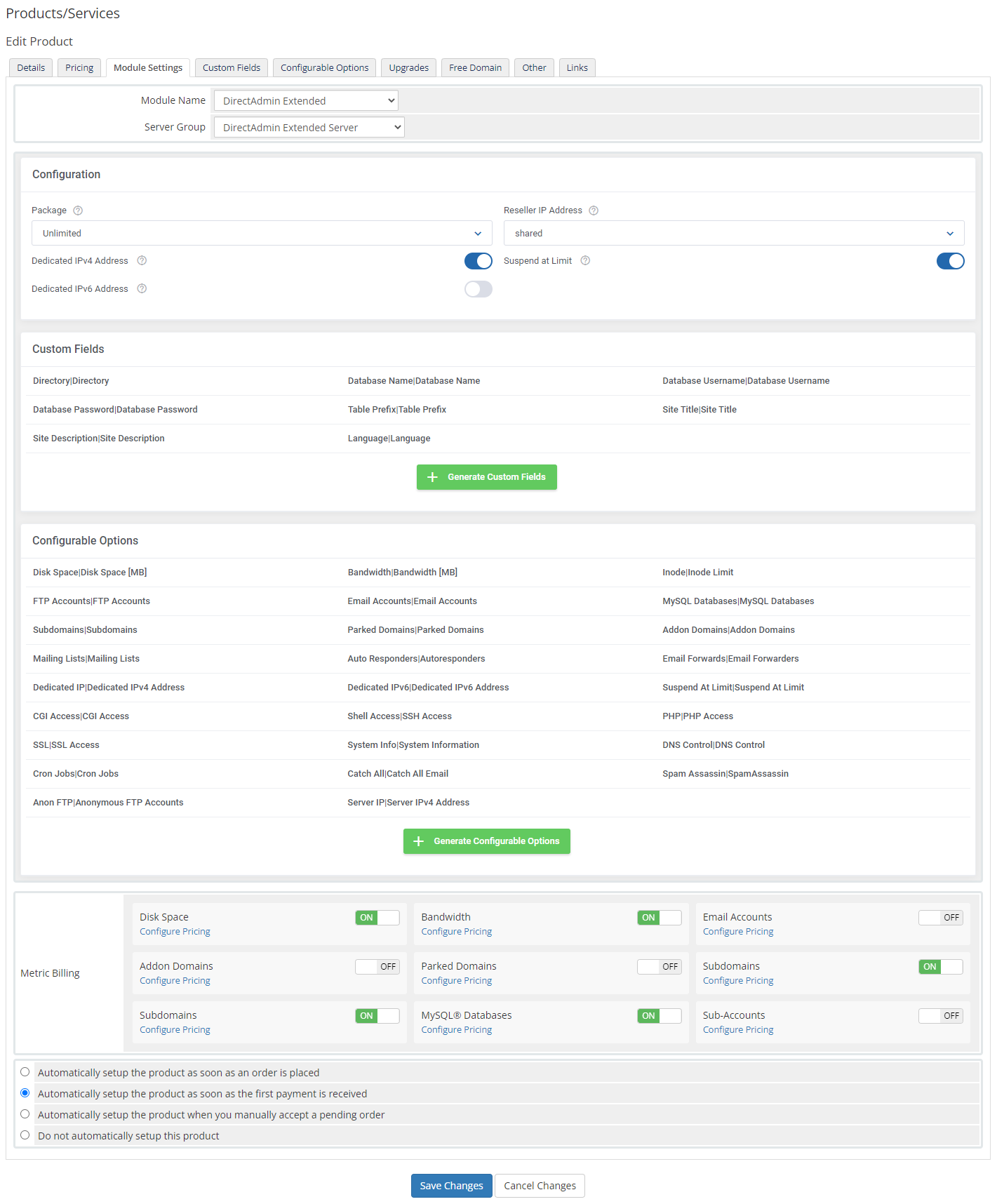 DirectAdmin Extended For WHMCS: Module Screenshot 51