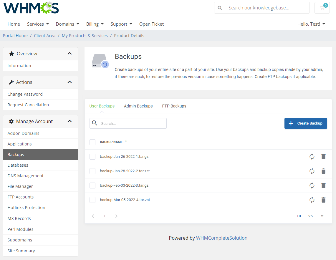 DirectAdmin Extended For WHMCS: Module Screenshot 7