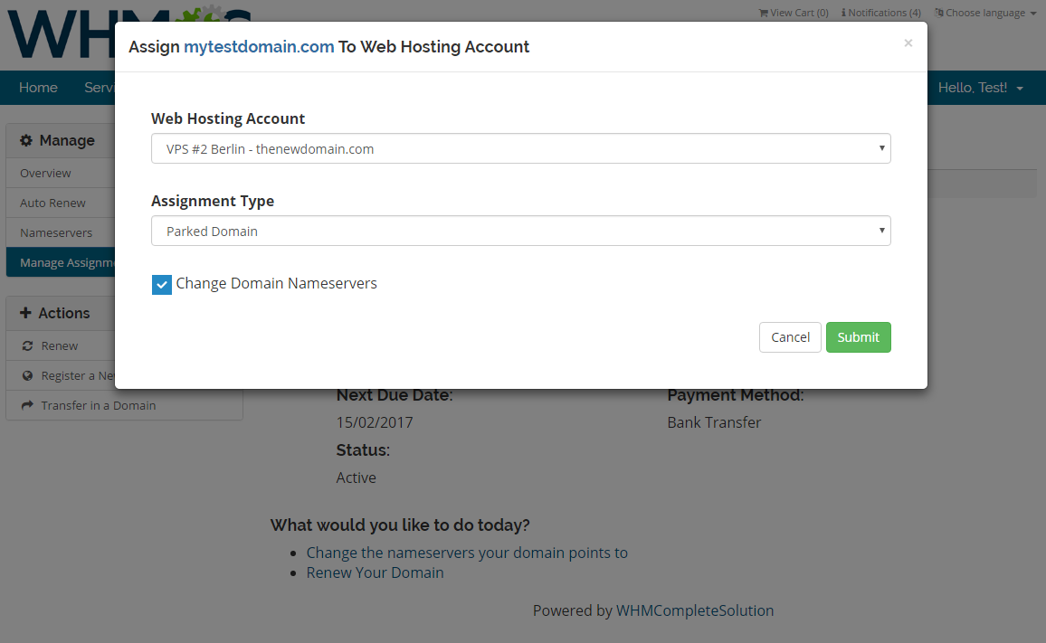 Domain Allocator For WHMCS: Screen 4