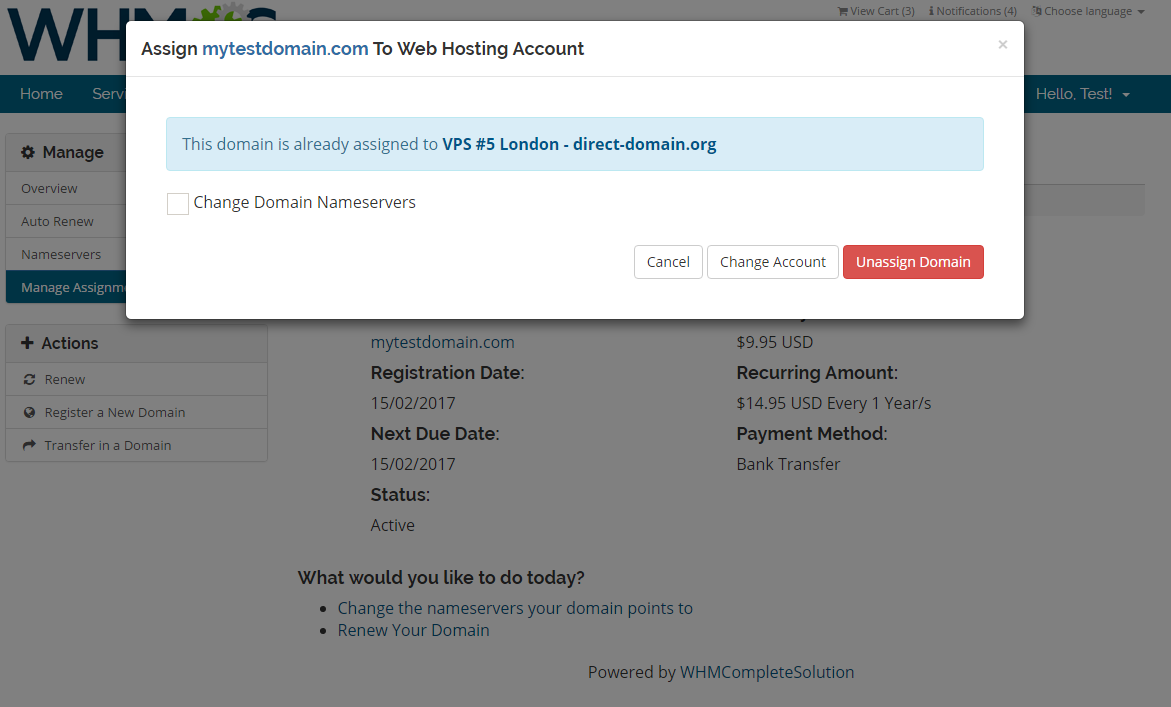 Domain Allocator For WHMCS: Screen 5