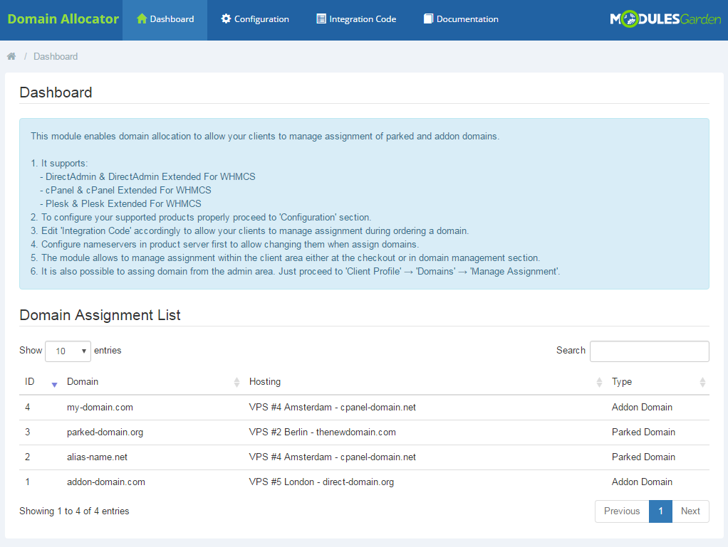 Domain Allocator For WHMCS: Screen 7