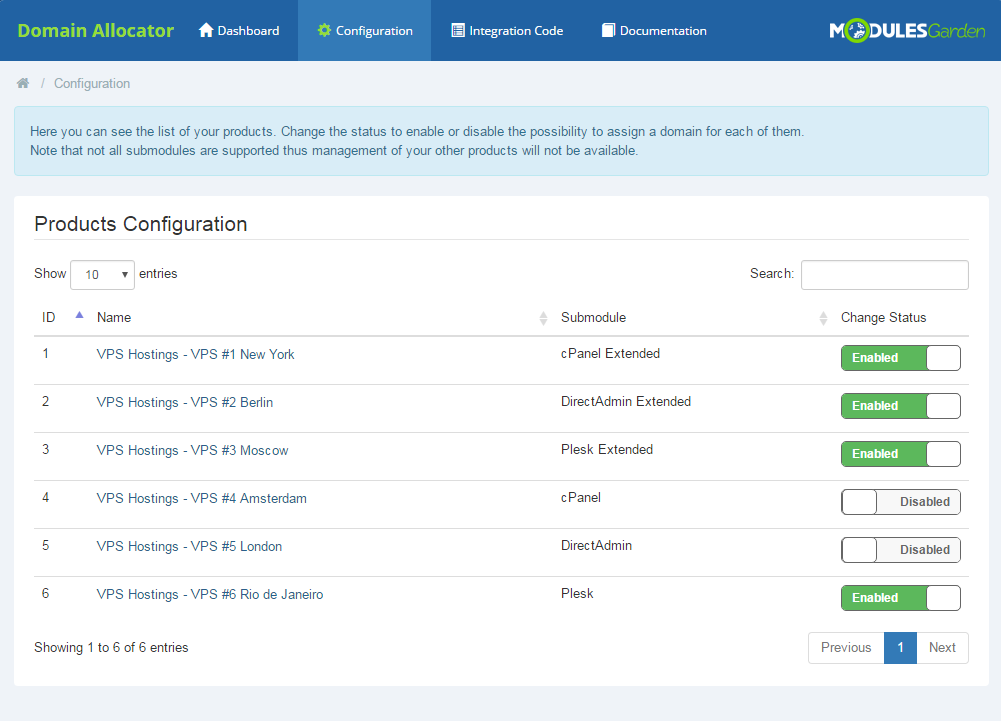 Domain Allocator For WHMCS: Screen 8