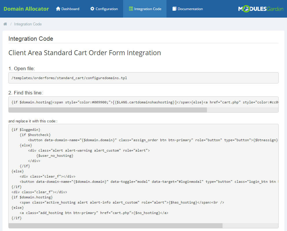 Domain Allocator For WHMCS: Screen 9