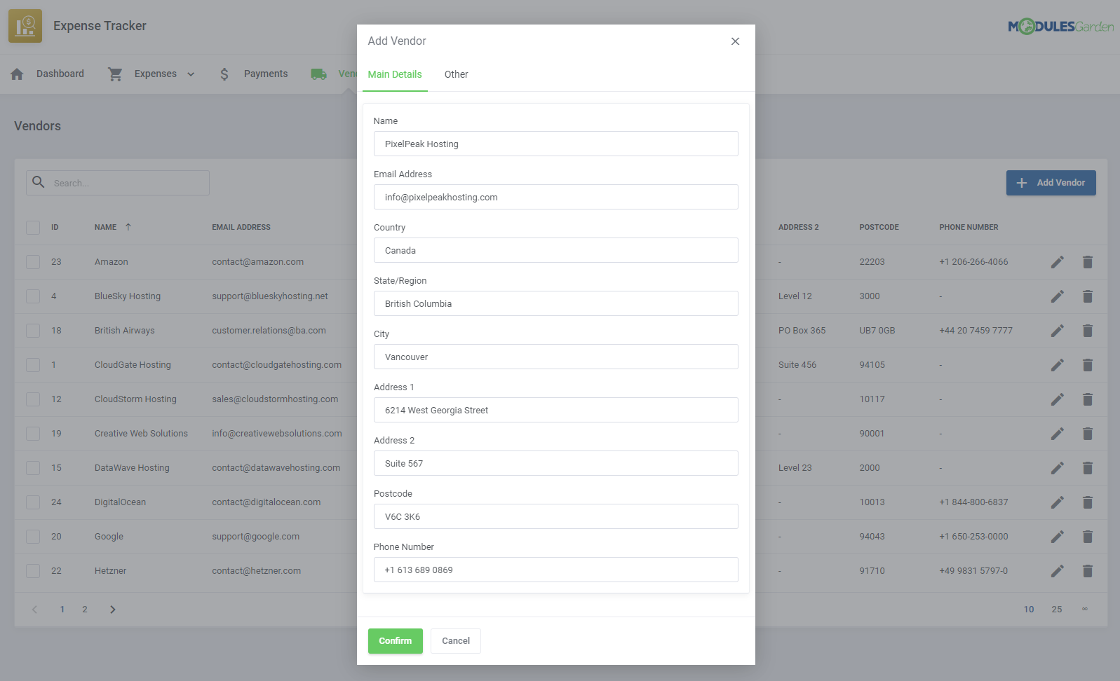 Expense Tracker For WHMCS: Module Screenshot 10