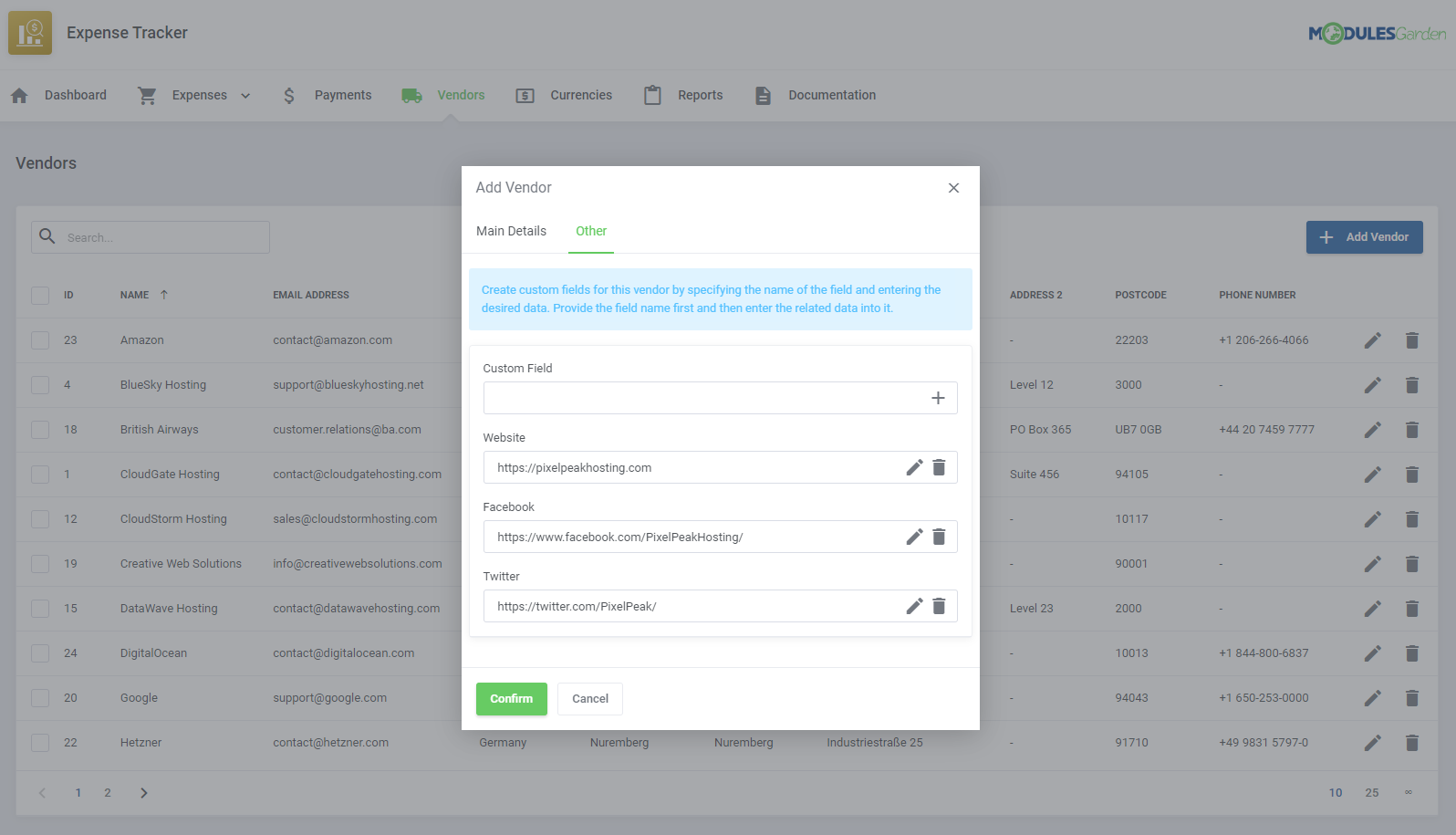 Expense Tracker For WHMCS: Module Screenshot 11