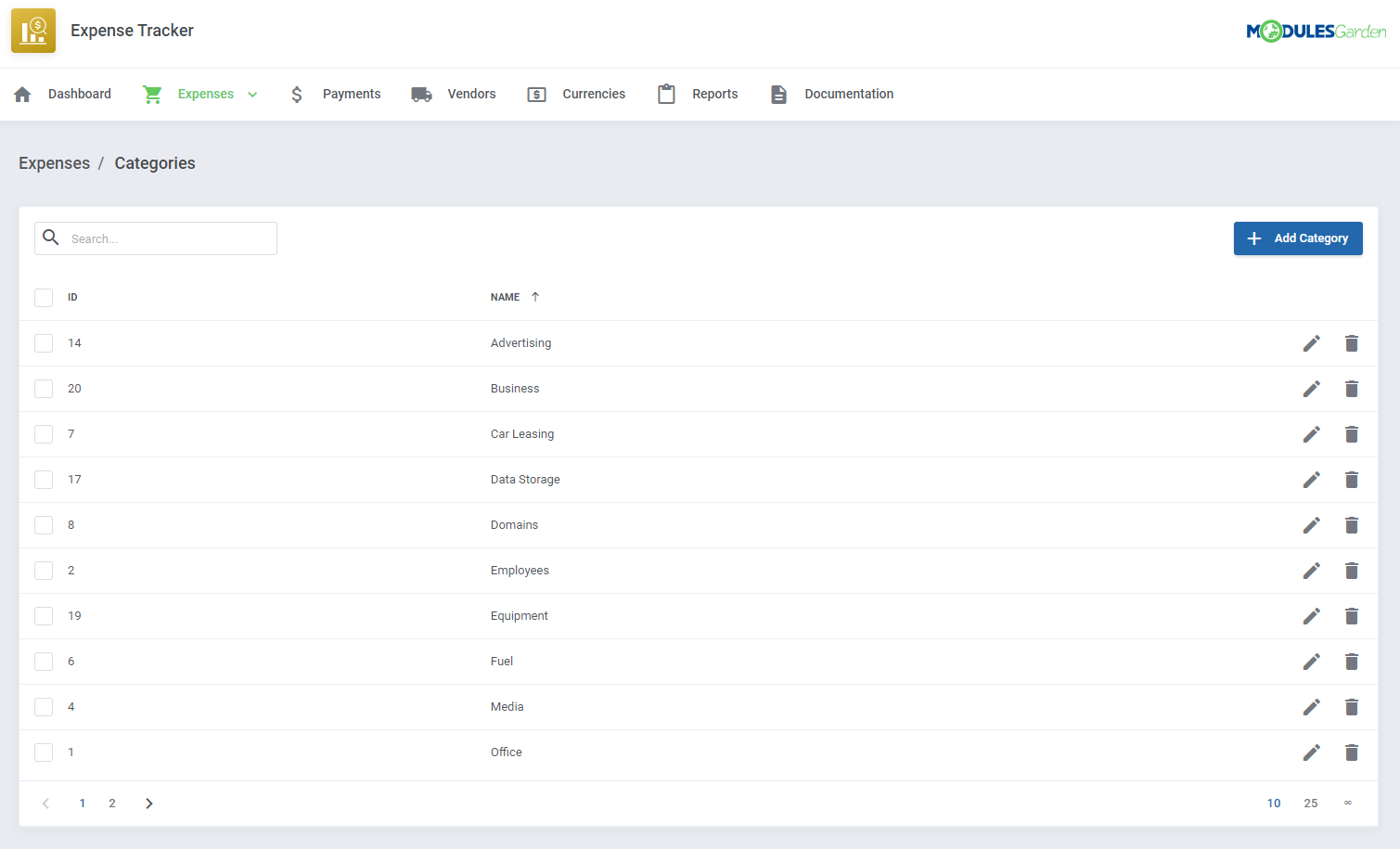 Expense Tracker For WHMCS: Module Screenshot 6