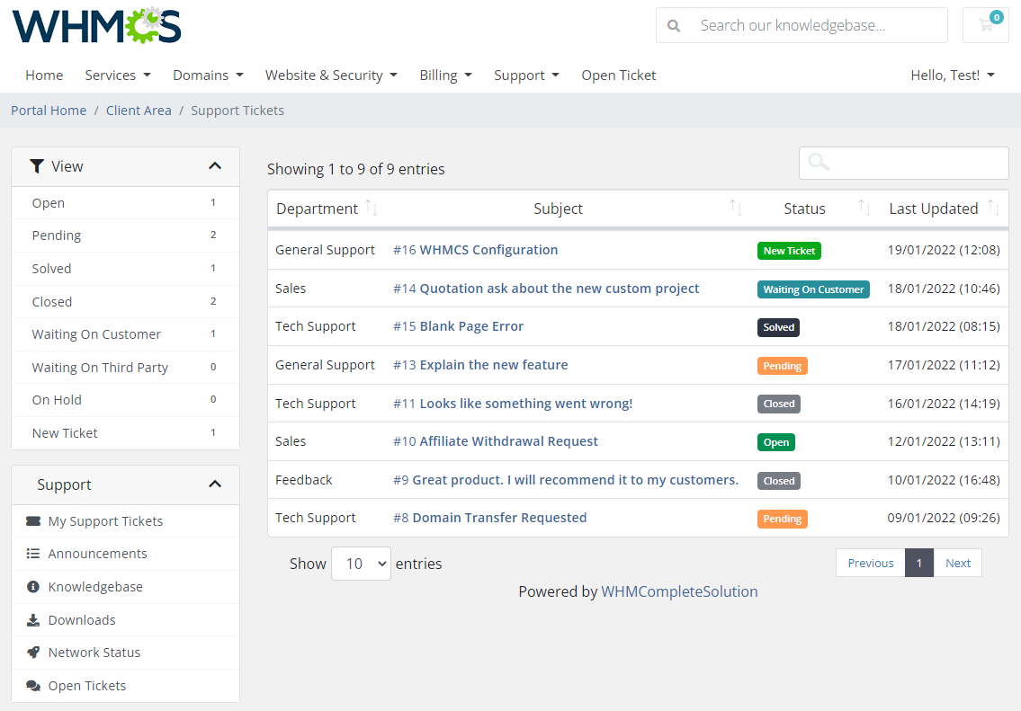 Freshdesk For WHMCS: Module Screenshot 1