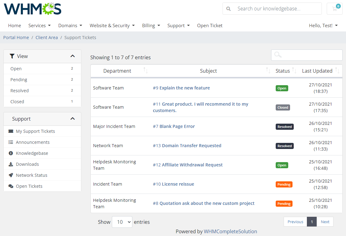 Freshservice For WHMCS: Module Screenshot 1