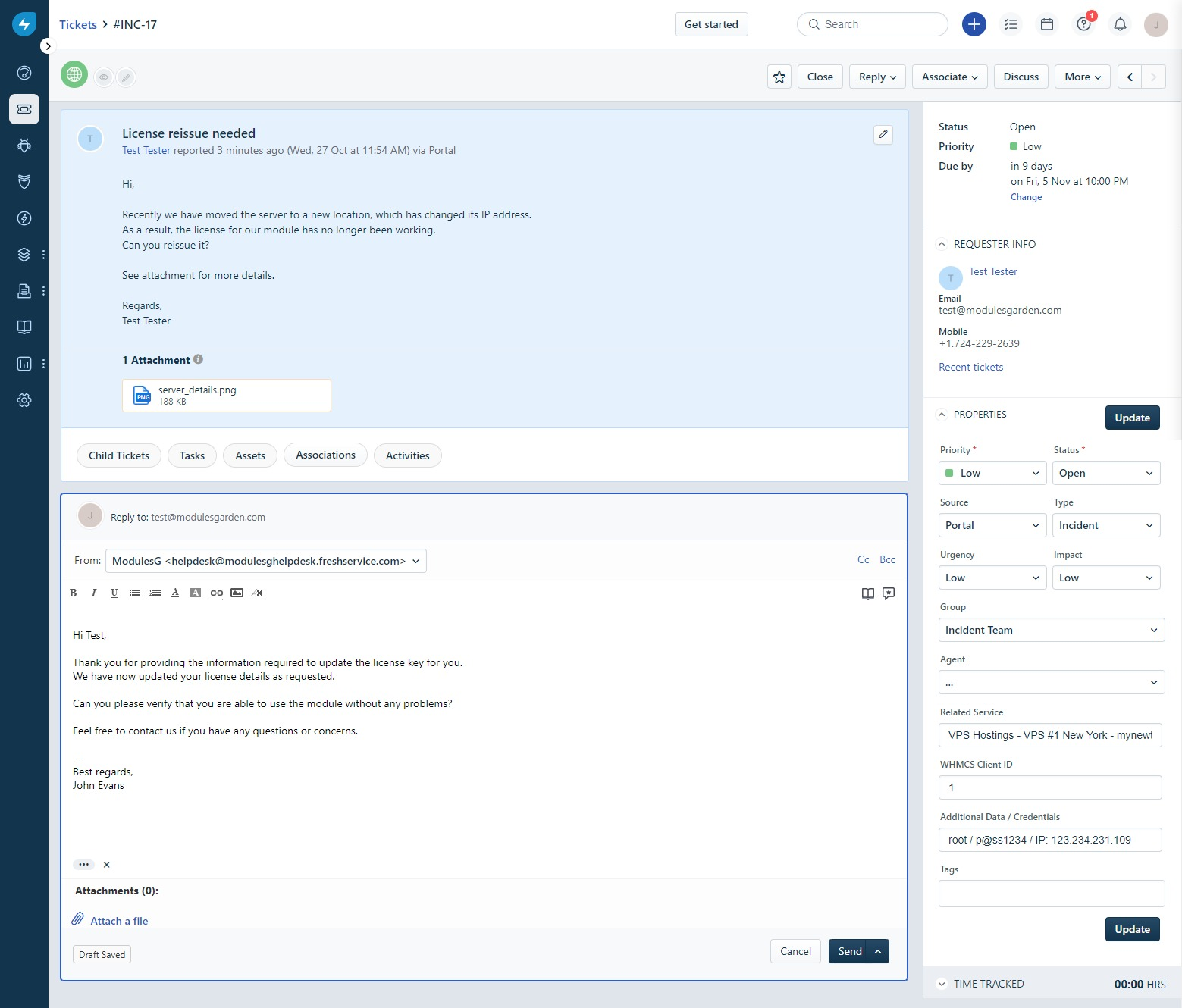 Freshservice For WHMCS: Module Screenshot 3