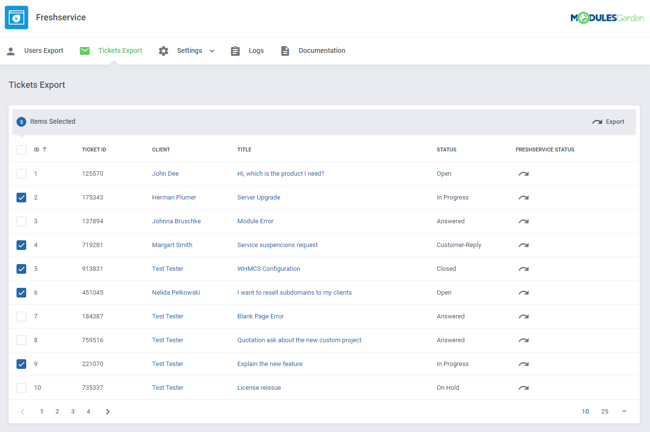 Freshservice For WHMCS: Module Screenshot 7