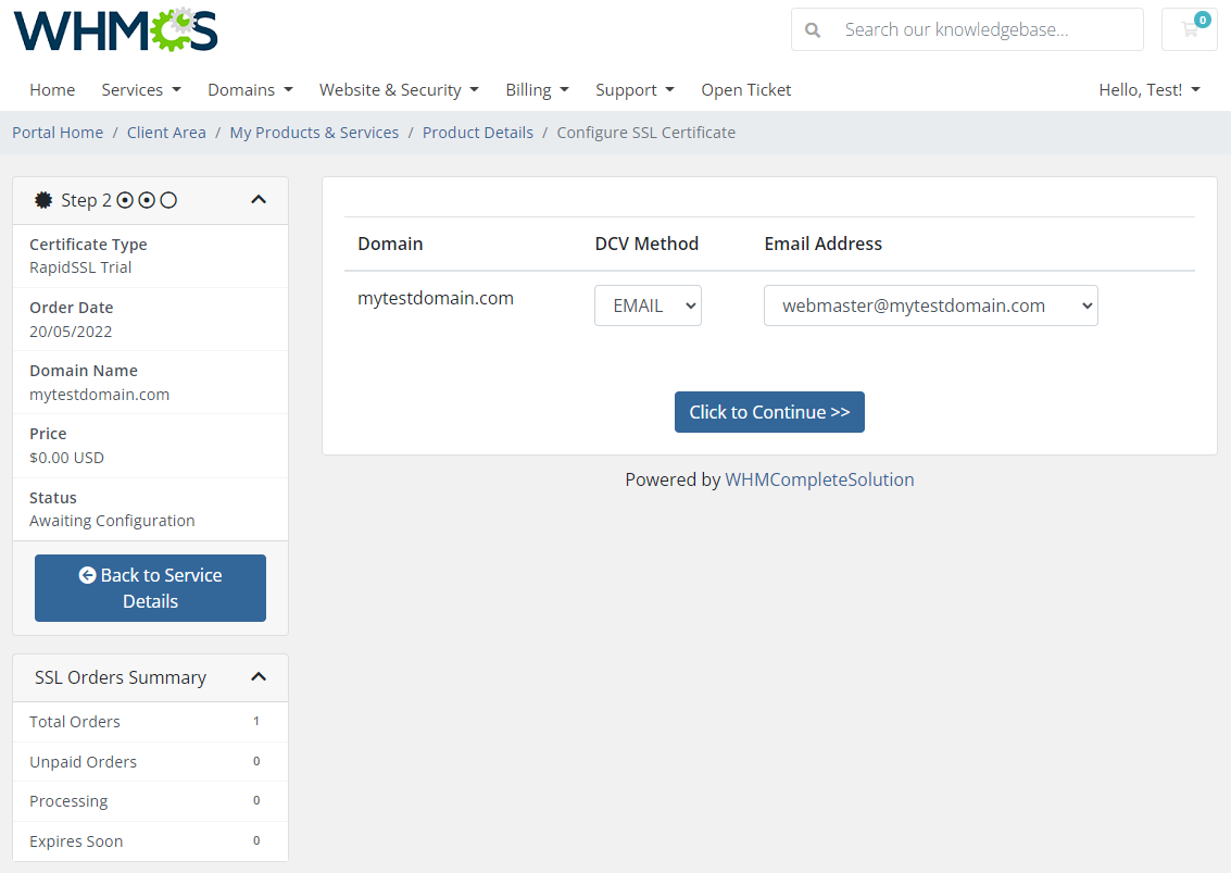 GoGetSSL For WHMCS: Module Screenshot 7