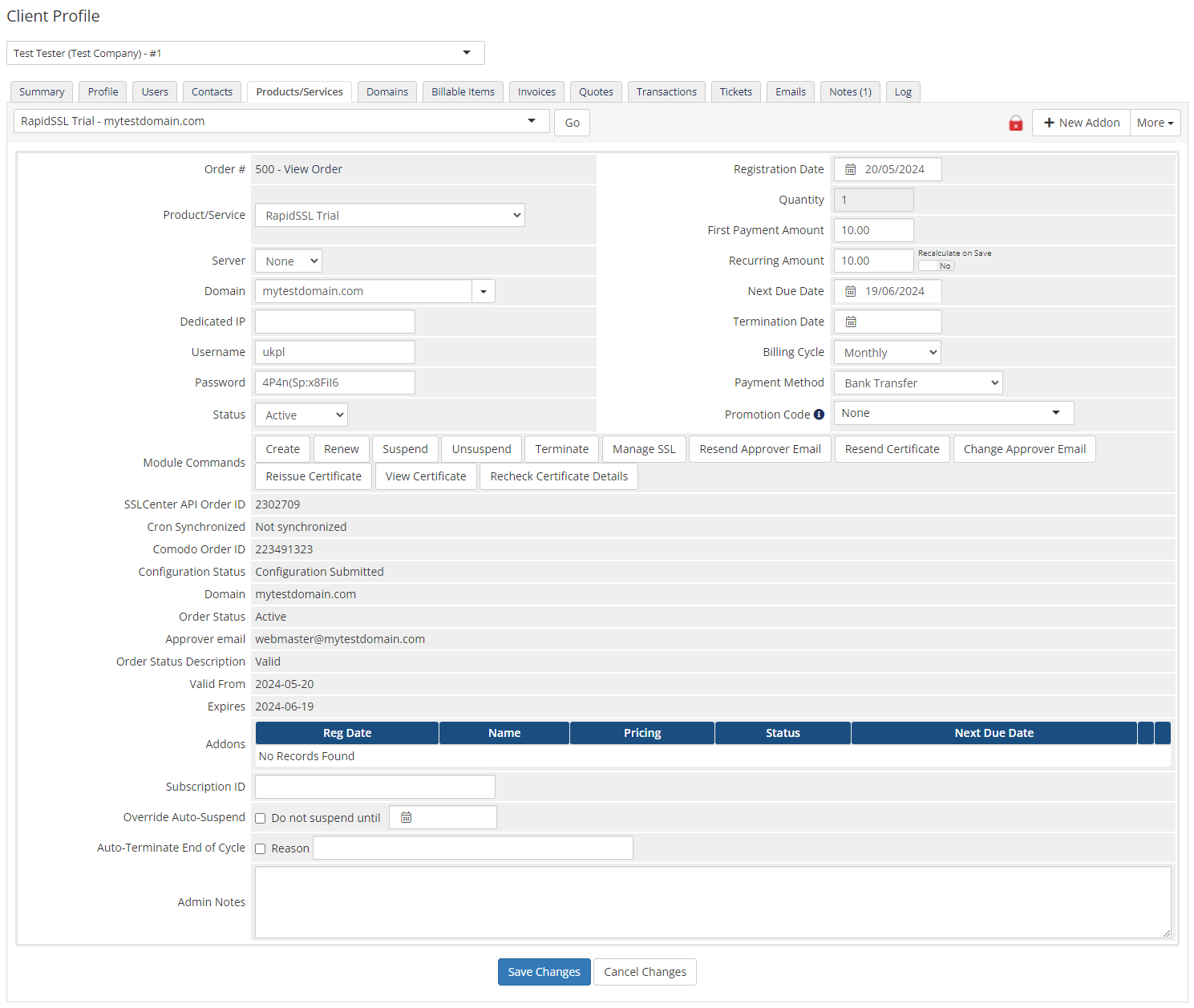 GoGetSSL For WHMCS: Module Screenshot 8