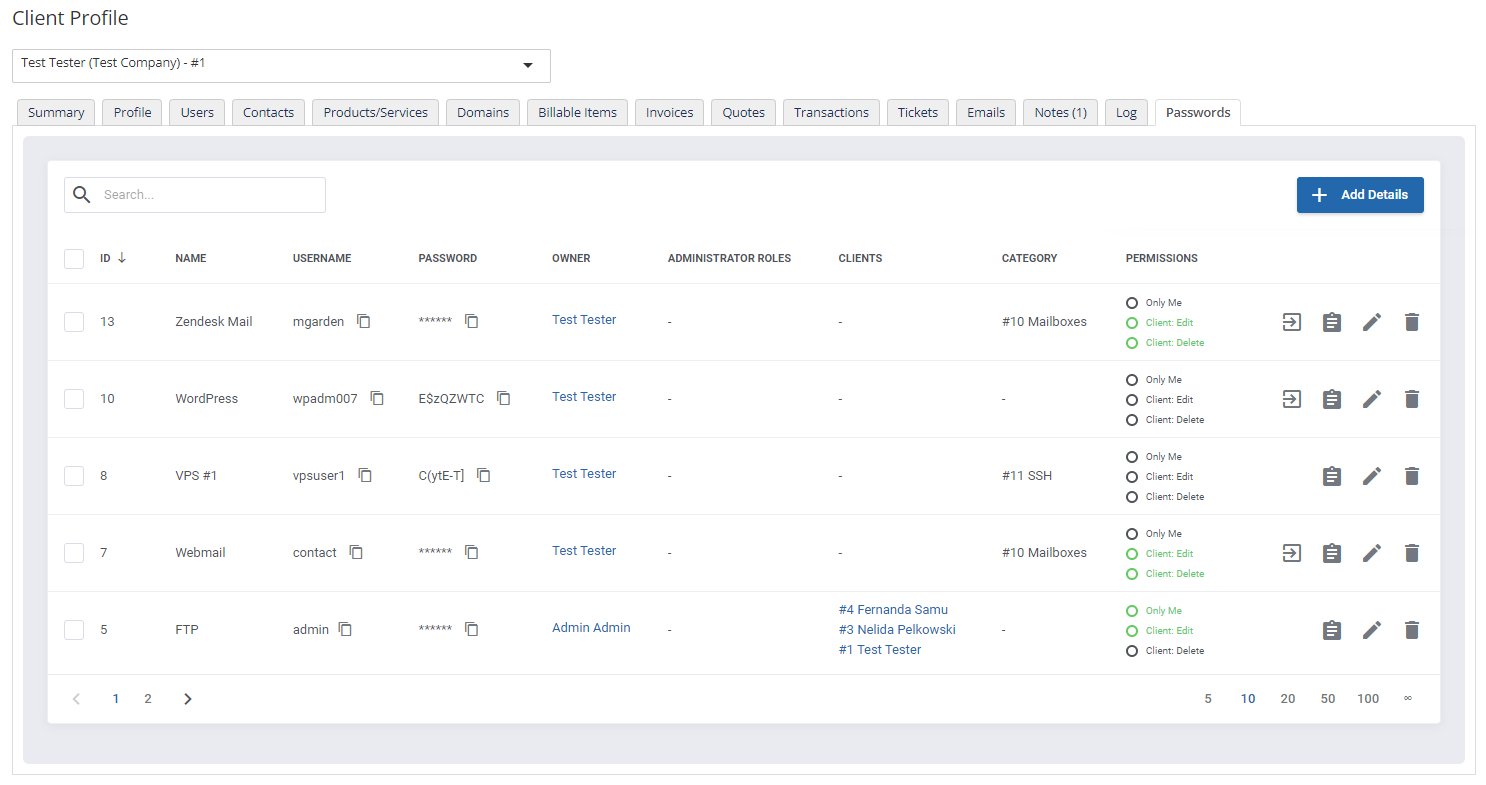 Password Manager For WHMCS: Module Screenshot 11