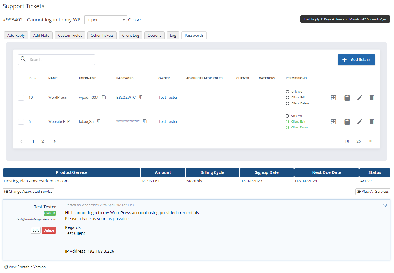 Password Manager For WHMCS: Module Screenshot 12