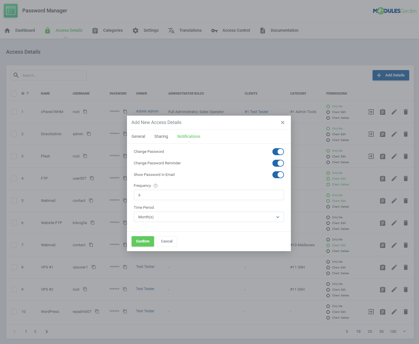 Password Manager For WHMCS: Module Screenshot 17