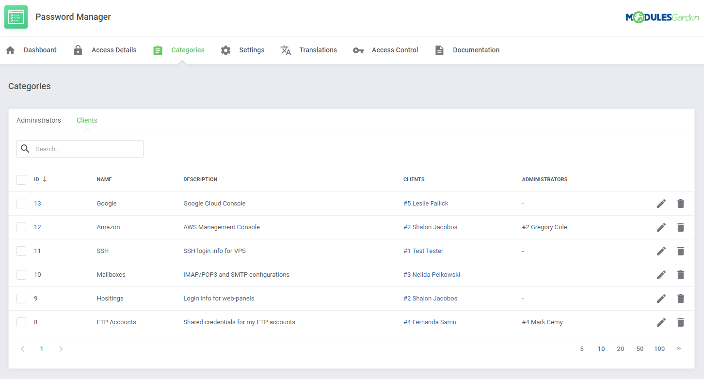 Password Manager For WHMCS: Module Screenshot 19