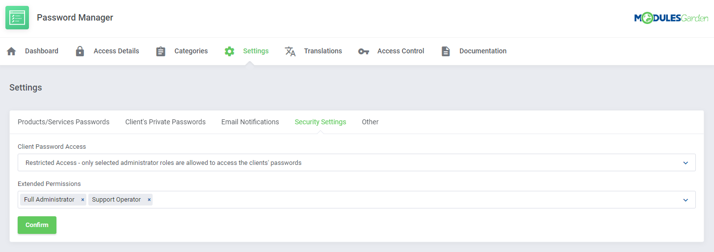 Password Manager For WHMCS: Module Screenshot 23