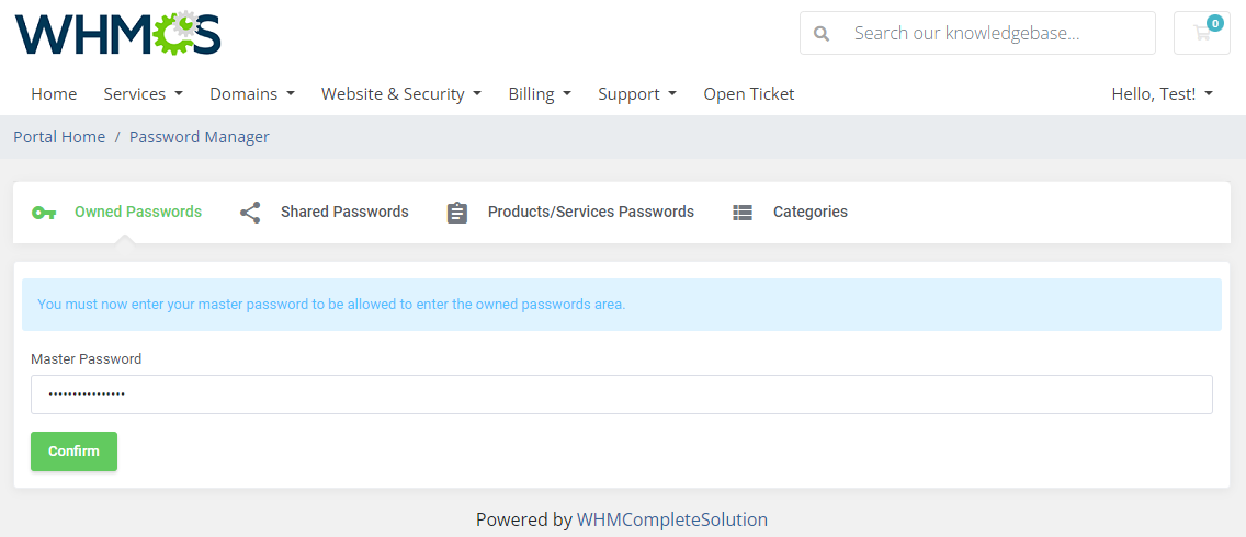 Password Manager For WHMCS: Module Screenshot 7