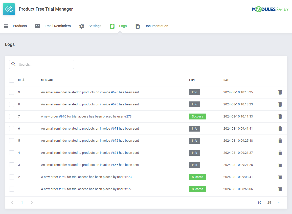 Product Free Trial Manager For WHMCS: Module Screenshot 12