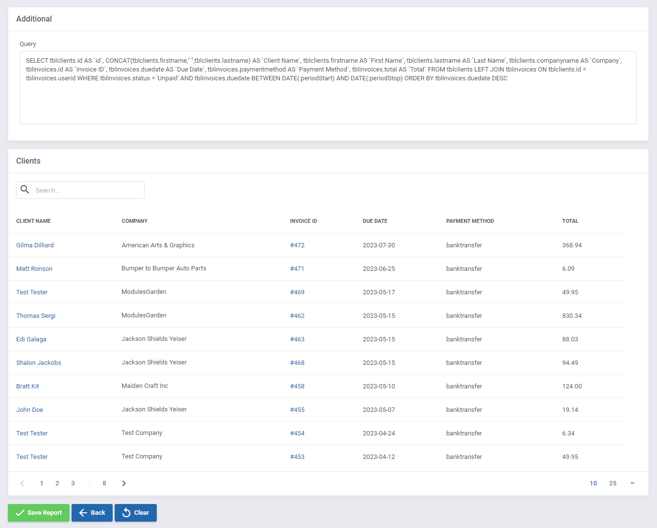 Report Generator For WHMCS: Module Screenshot 11