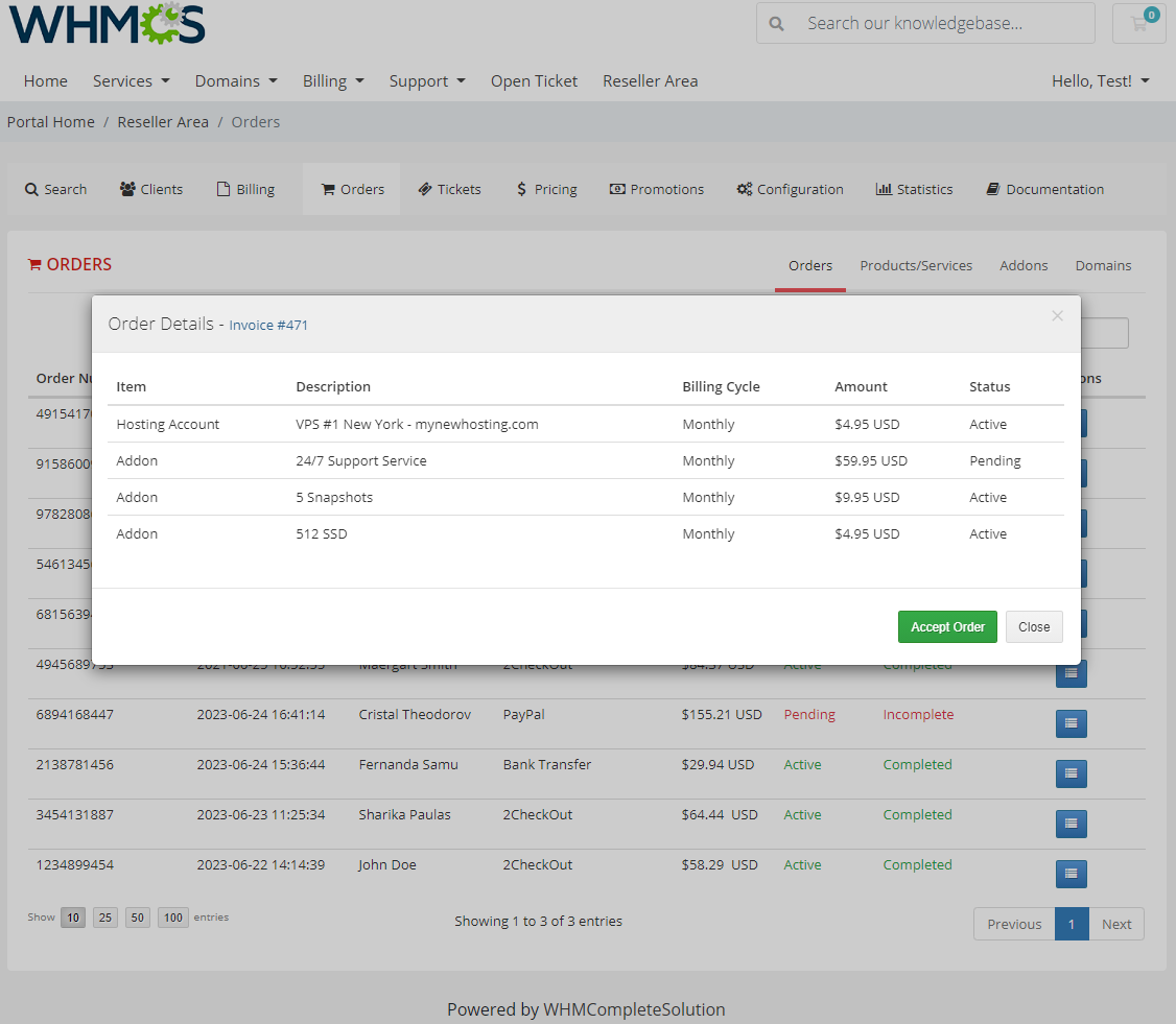 Resellers Center For WHMCS: Module Screenshot 25
