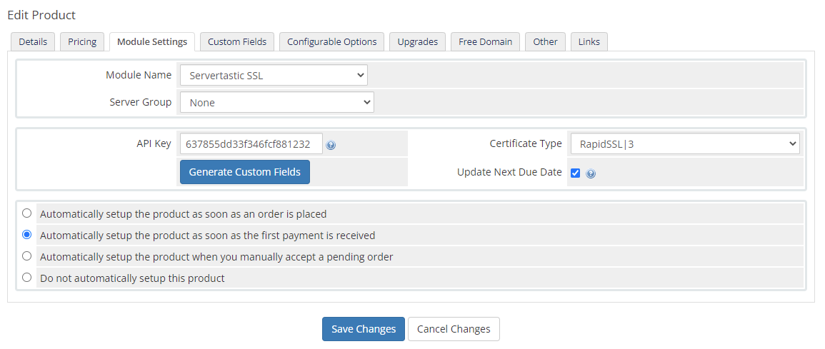 Servertastic SSL For WHMCS: Module Screenshot 5