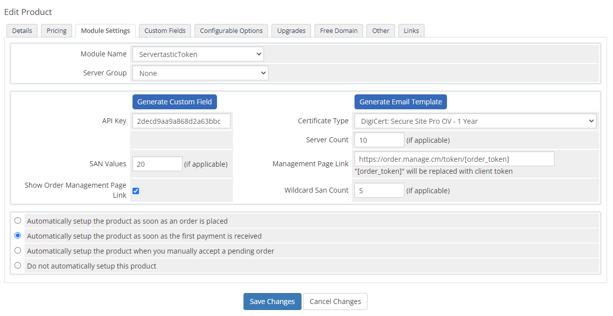 Servertastic SSL For WHMCS: Module Screenshot 8