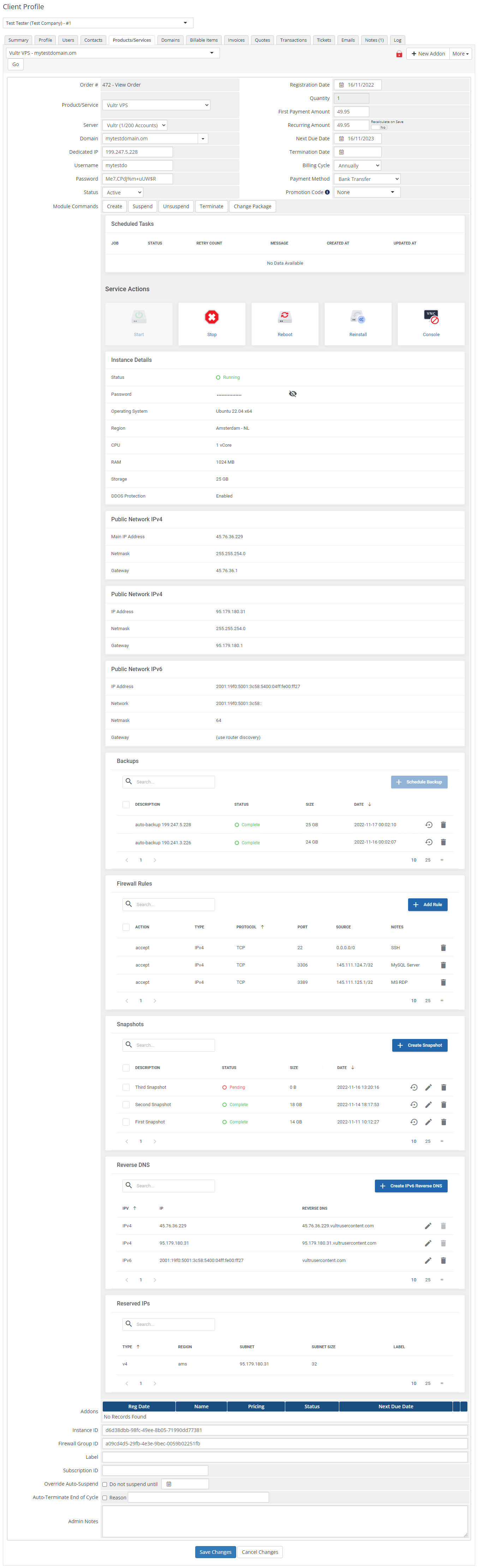 Vultr VPS For WHMCS: Module Screenshot 14