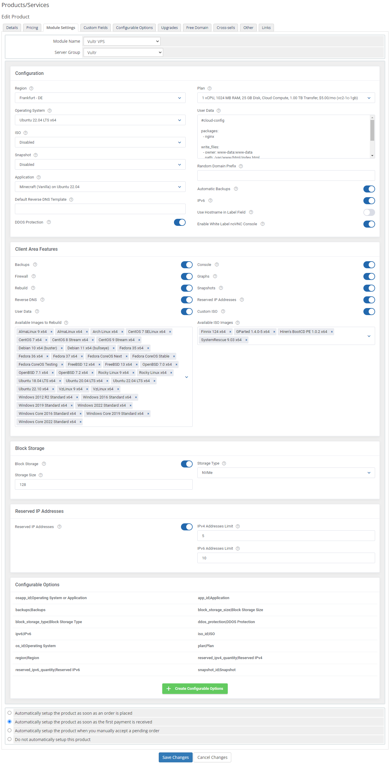 Vultr VPS For WHMCS: Module Screenshot 15