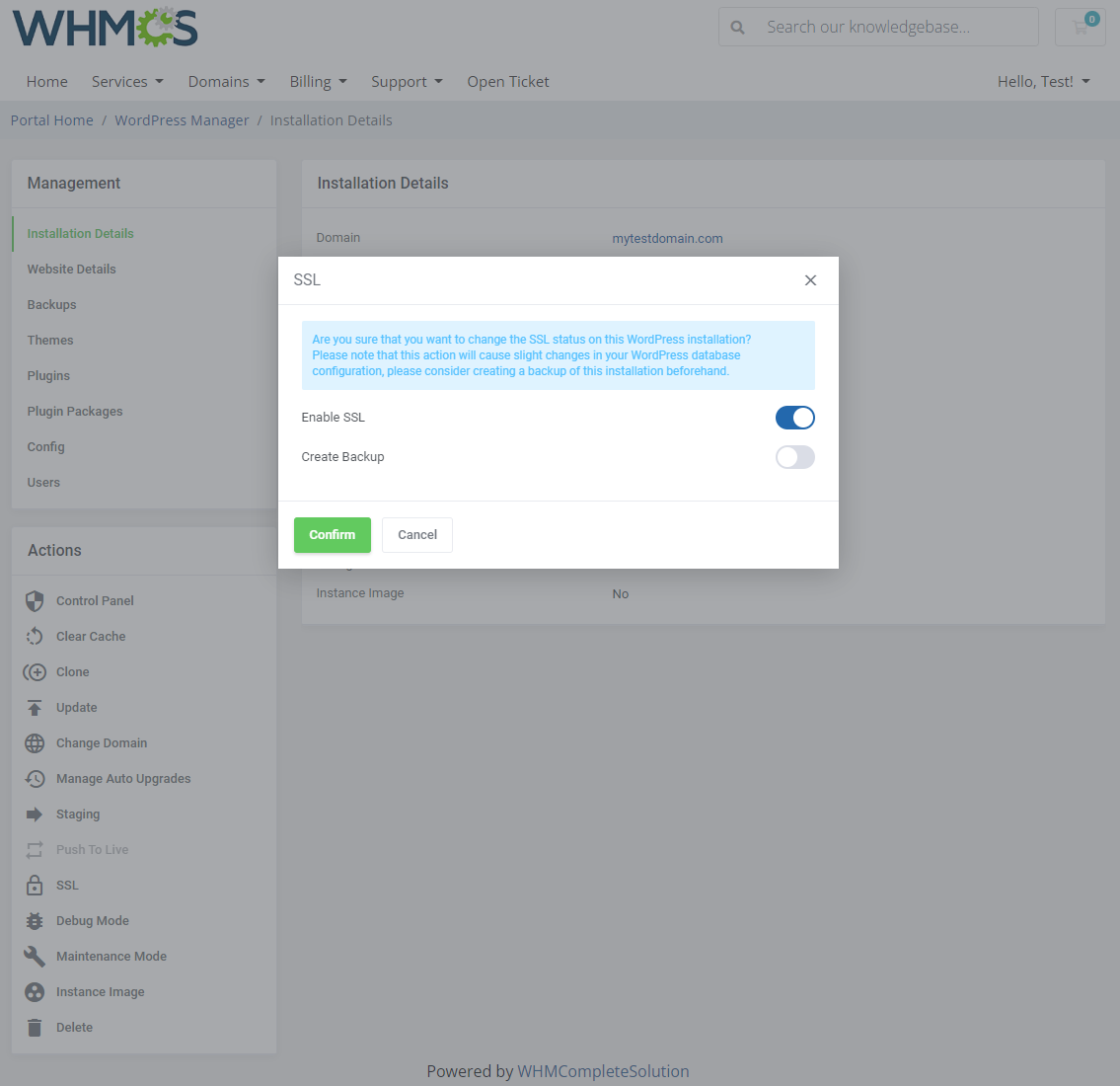 WordPress Manager For WHMCS: Module Screenshot 11